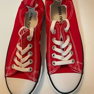 New Jenn Ardor Red and White Canvas Sneakers like converse size 6.5